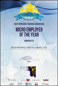 West Berkshire Micro Employer Of The Year 2015 awarded to BGM Heating and Plumbing