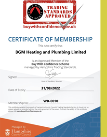 Hampshire Trading Standards Certificate
